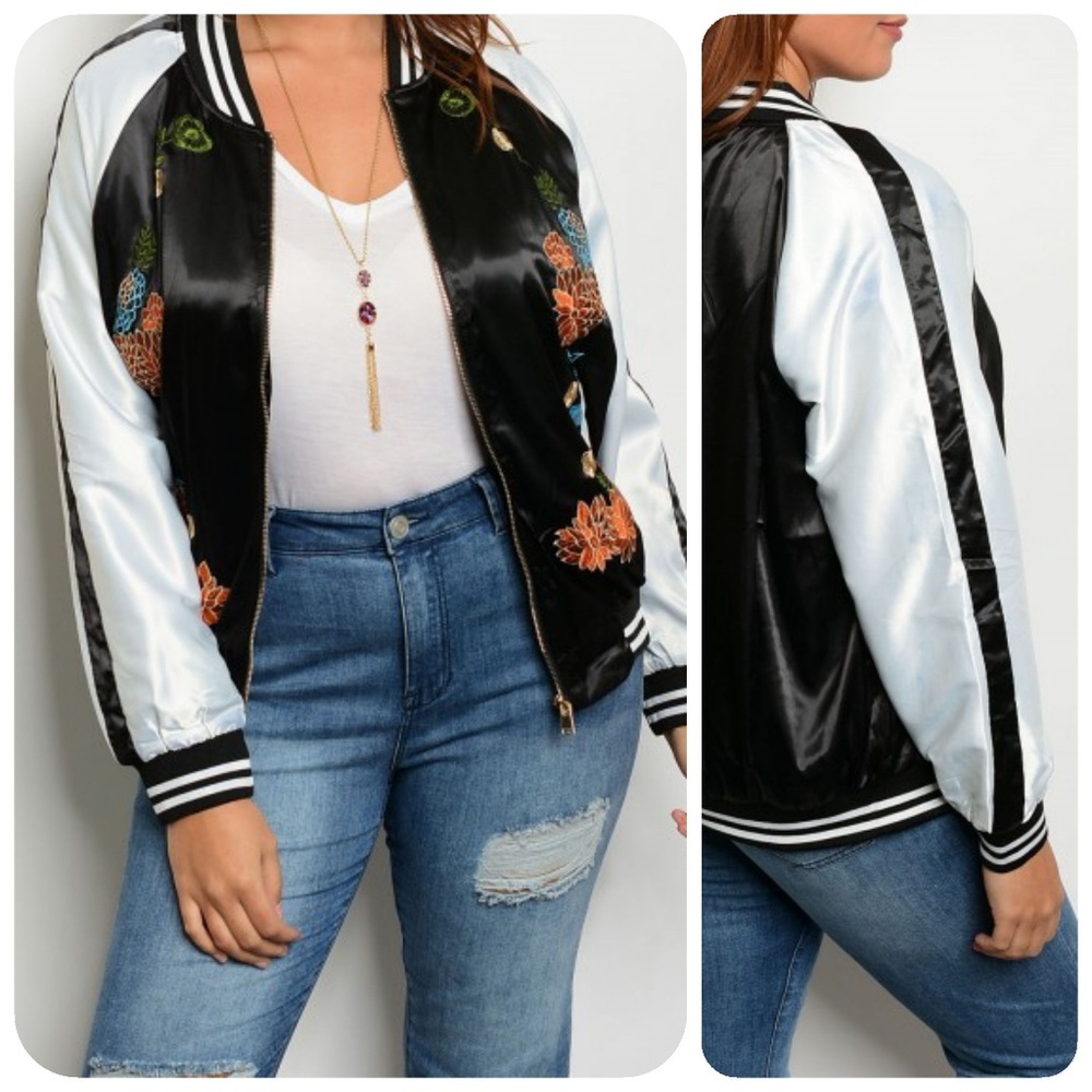 PLUS SIZE BLACK OFF WHITE  JACKET